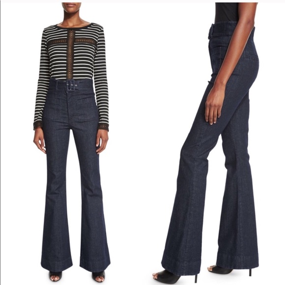 belted flare jeans